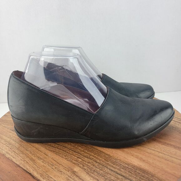 Dansko Womens Size EU38 US7.5-8 Black Liliana Leather Wedge Slip On Work Shoes - Picture 3 of 7